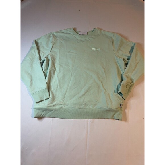 FILA Womens Sweatshirt With Pockets Size XL Green Fench Terry Crew Neck Pullover - Picture 1 of 5